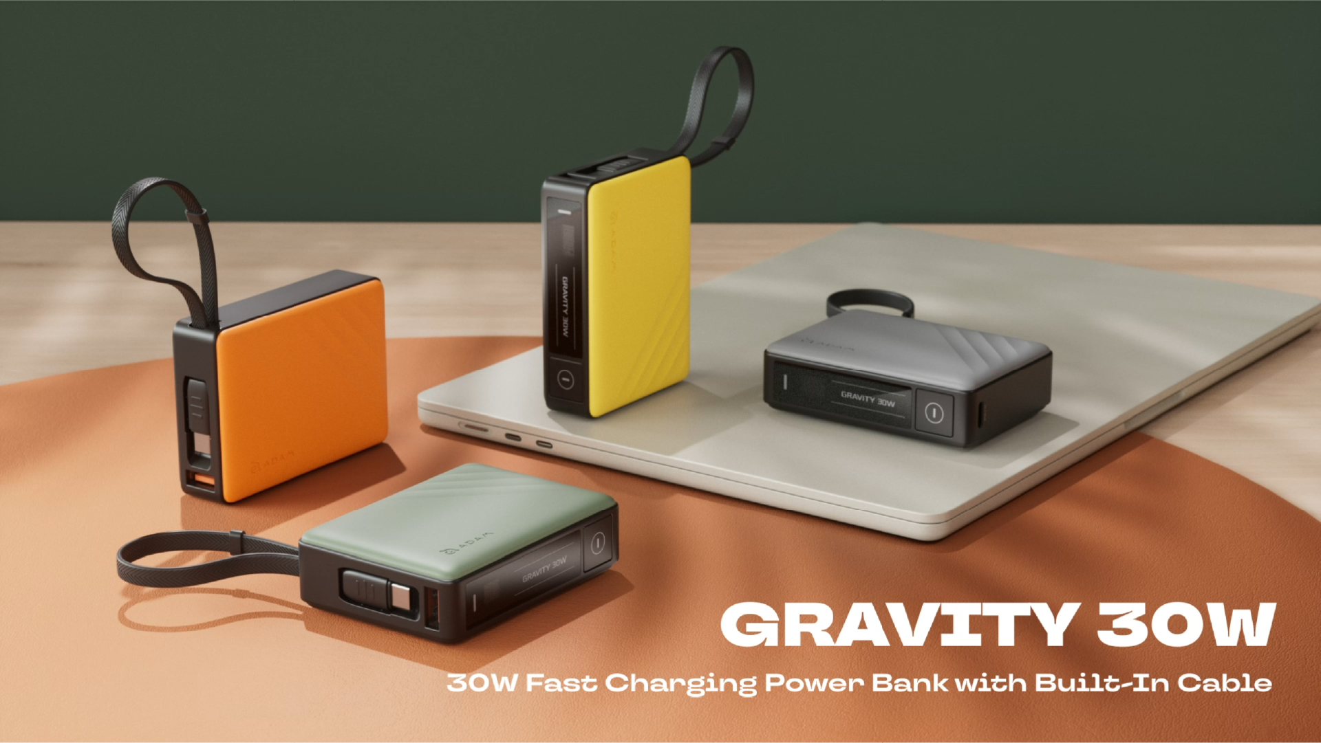 GRAVITY 30W 30W Fast Charging Power Bank with Built-In Cable