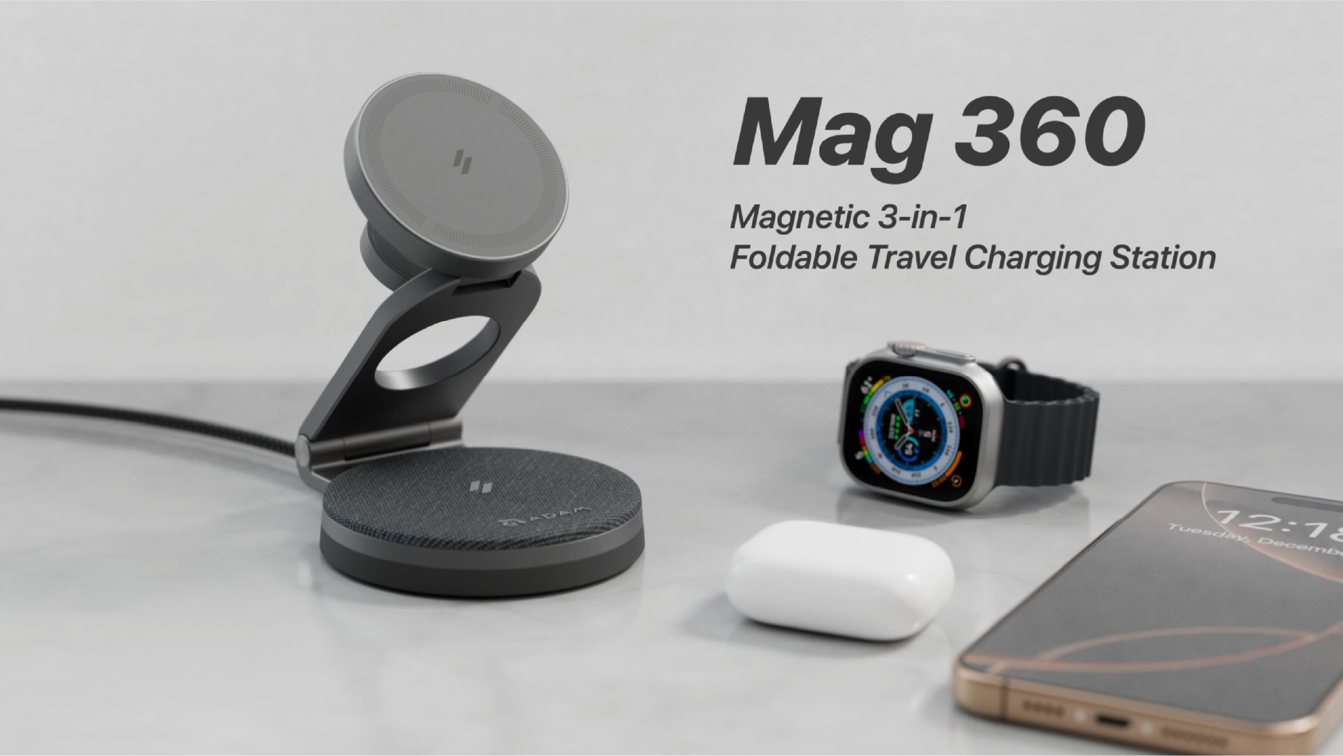 Mag 360 Qi2 3-in-1 Foldable Travel Charging Station